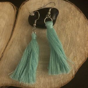 Handmade Brand New Teal Tassel Earrings